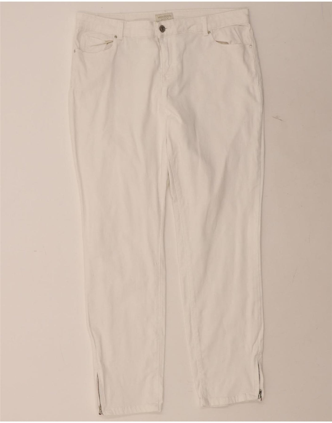MONSOON Womens Slim Jeans UK 16 Large W34 L29 White Cotton Vintage Monsoon and Second-Hand Monsoon from Messina Hembry 