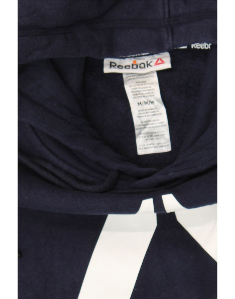 REEBOK Mens Graphic Hoodie Jumper Medium Navy Blue Cotton Vintage Reebok and Second-Hand Reebok from Messina Hembry 