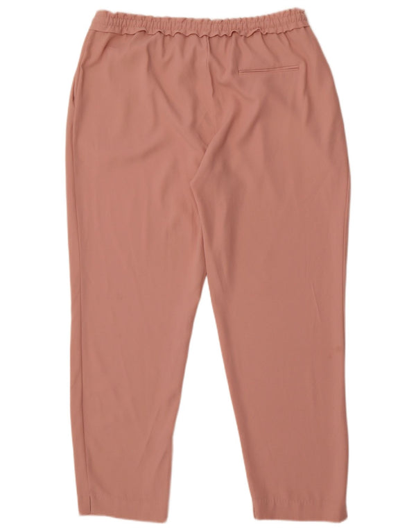 Zara Womens High Waist Tapered Cropped Trousers UK 18 XL W32 L27 Pink