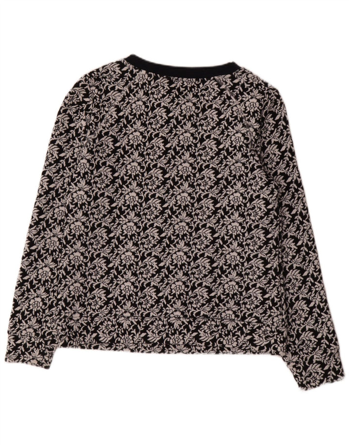 Ted Baker Womens Sweatshirt Jumper Size 2 Small Black Floral Cotton