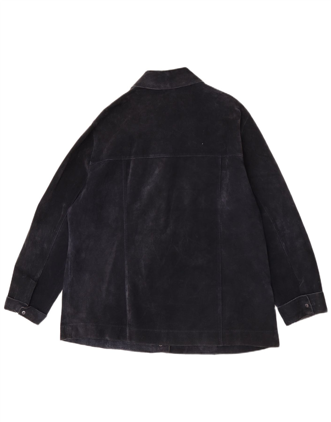 ELENA MIRO Womens Suede Jacket UK 18 XL Navy Blue Leather