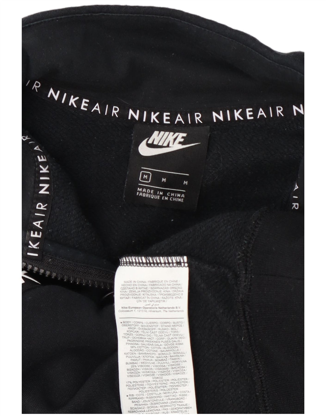 Nike Womens Crop Graphic Zip Neck Sweatshirt Jumper UK 14 Medium Navy Blue