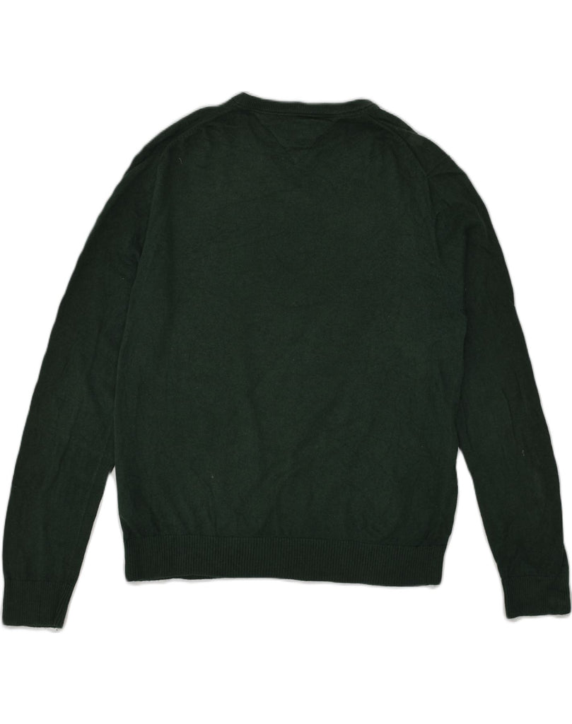 TOMMY HILFIGER Mens V-Neck Jumper Sweater Large Green Cotton | Vintage Tommy Hilfiger | Thrift | Second-Hand Tommy Hilfiger | Used Clothing | Messina Hembry 