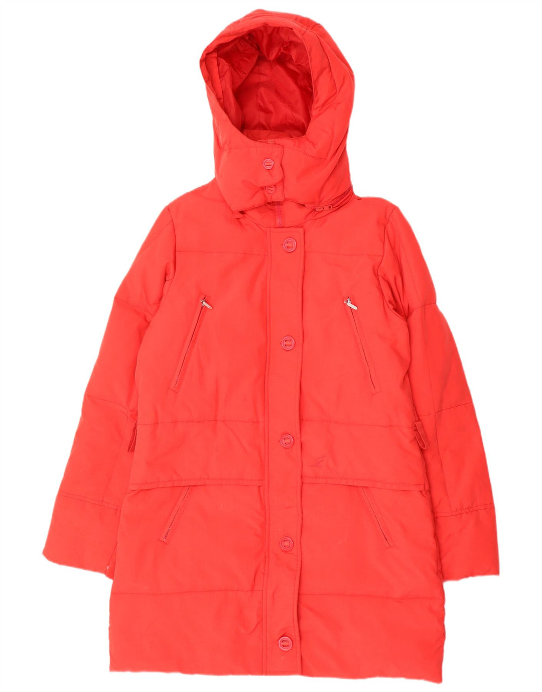AUSTRALIAN L'ALPINA Womens Hooded Padded Coat UK 16 Large Red Polyester