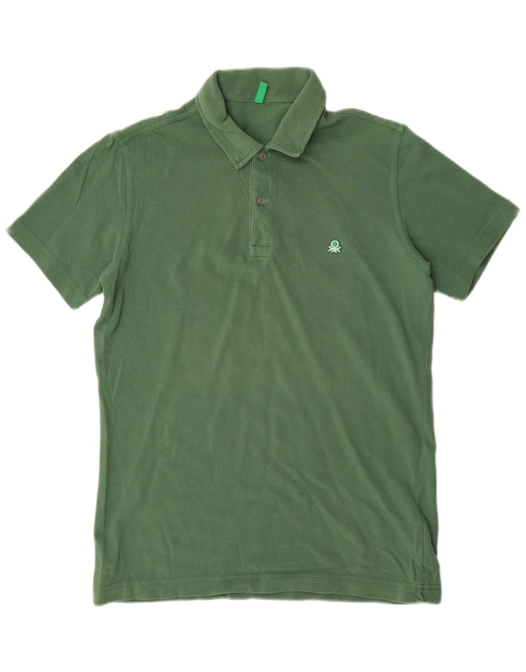 Benetton Mens Polo Shirt Medium Green Cotton