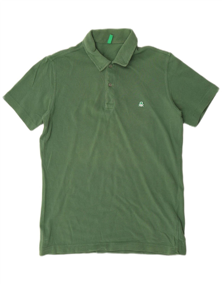 Benetton Mens Polo Shirt Medium Green Cotton