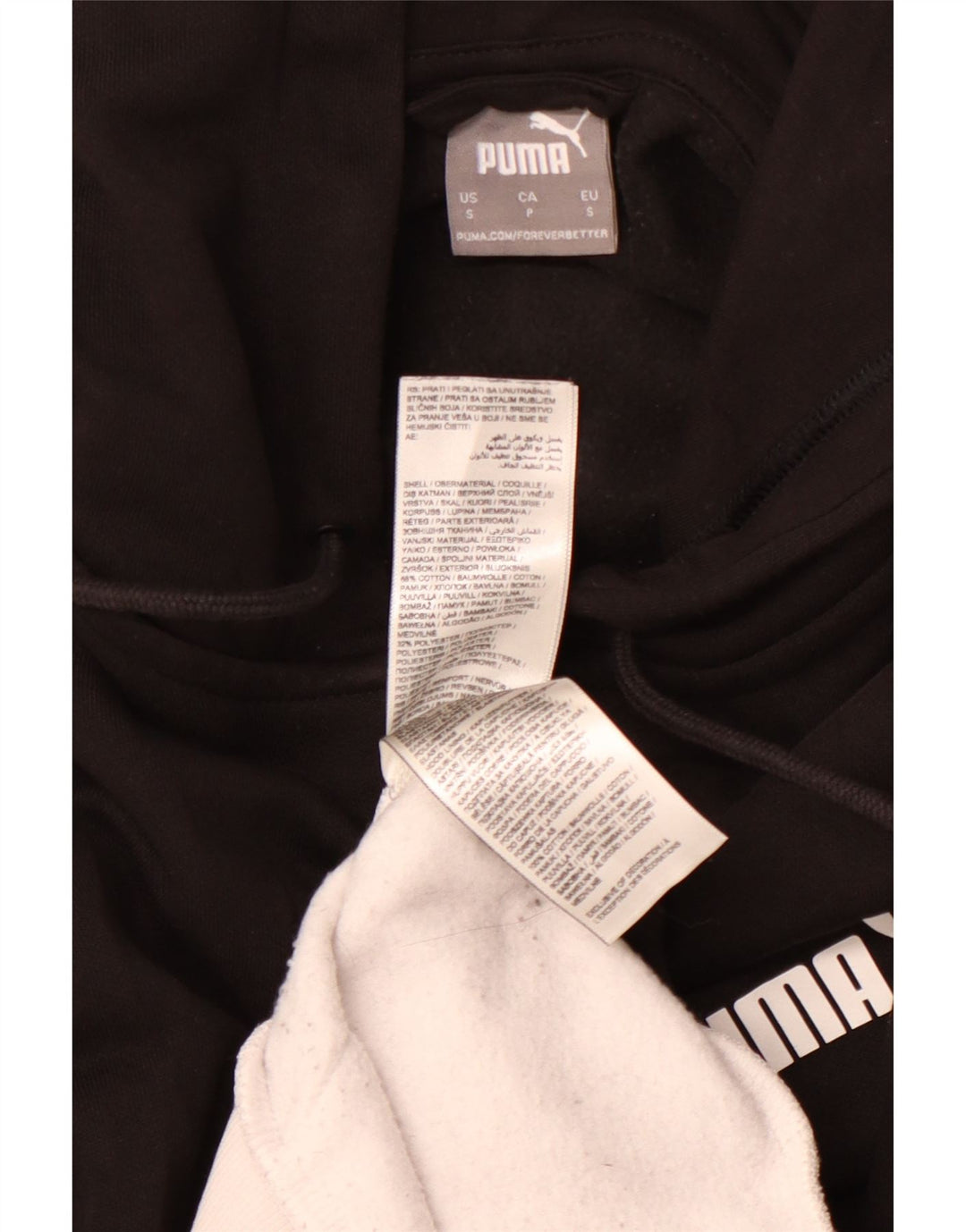 PUMA Mens Graphic Zip Hoodie Sweater Small Black Colourblock Cotton