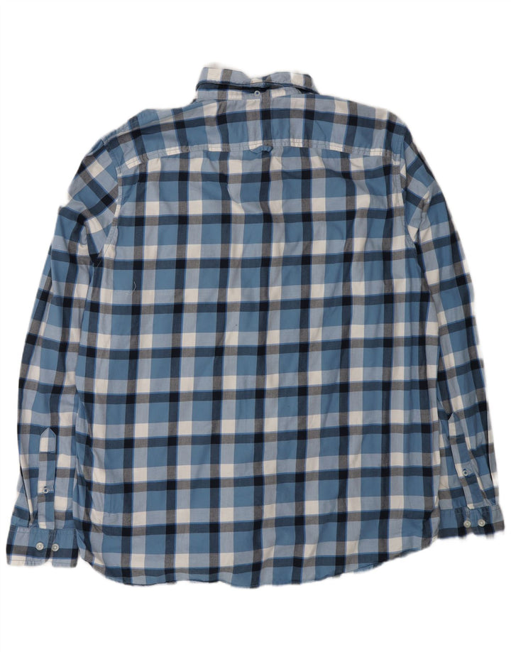 TIMBERLAND Mens Slim Fit Shirt XL Blue Check Cotton