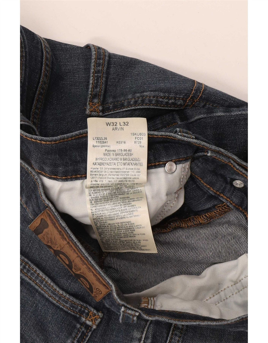 Lee Mens Arvin Slim Jeans W32 L32 Navy Blue Cotton