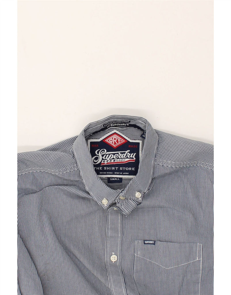 SUPERDRY Mens Shirt Small Navy Blue Check Cotton | Vintage Superdry | Thrift | Second-Hand Superdry | Used Clothing | Messina Hembry 