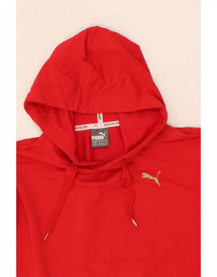 PUMA Womens Graphic Hoodie Jumper UK 10 Small Red Colourblock Polyester Vintage Puma and Second-Hand Puma from Messina Hembry 