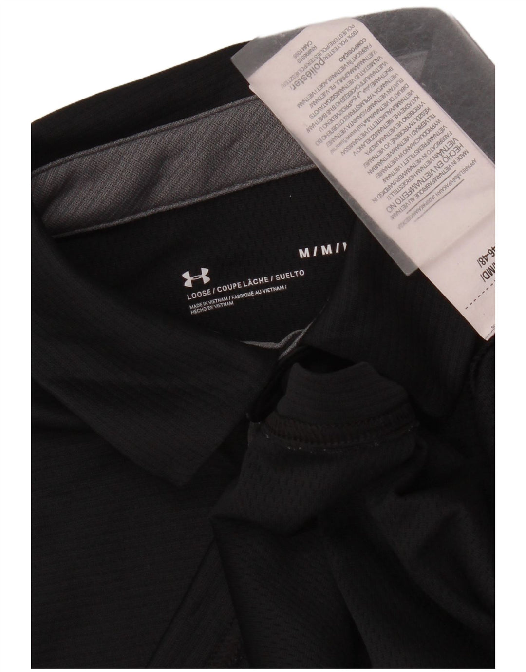 Under Armour Mens Polo Shirt Medium Black Polyester