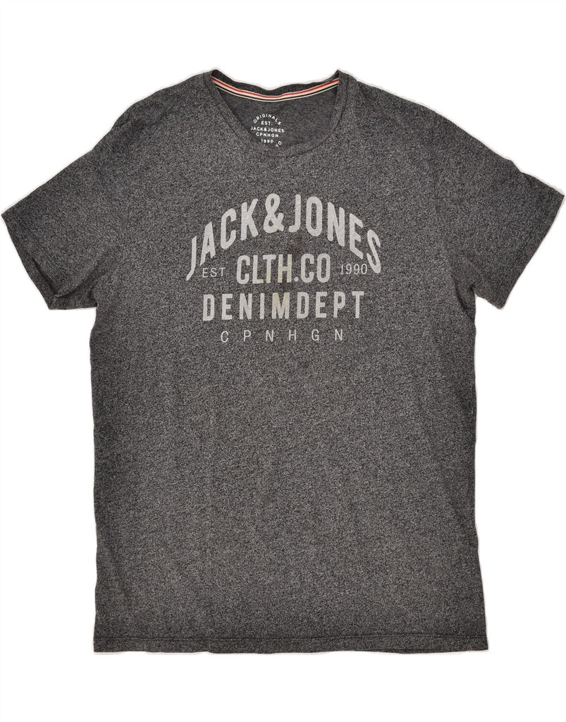 JACK & JONES Mens Slim Graphic T-Shirt Top XL Grey Cotton | Vintage Jack & Jones | Thrift | Second-Hand Jack & Jones | Used Clothing | Messina Hembry 