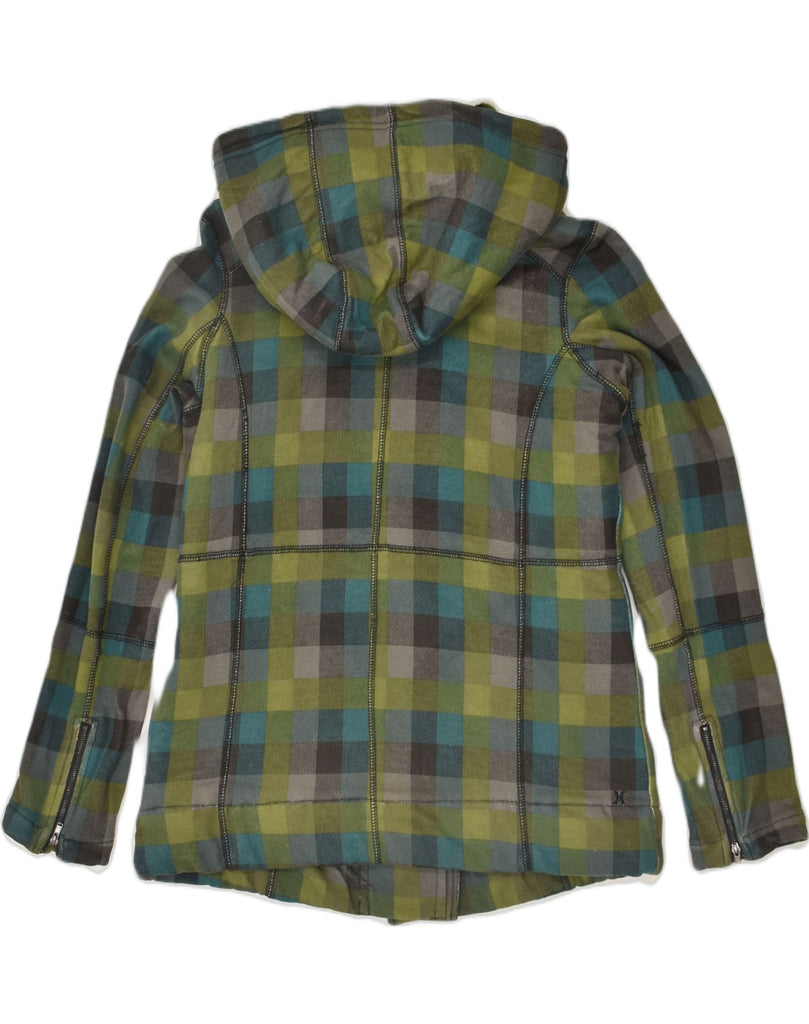 HURLEY Womens Hooded Duffle Jacket UK 14 Medium Green Check Cotton | Vintage Hurley | Thrift | Second-Hand Hurley | Used Clothing | Messina Hembry 