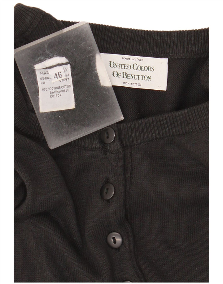 Benetton Womens Knit Crop Top IT 46 Large Black Cotton