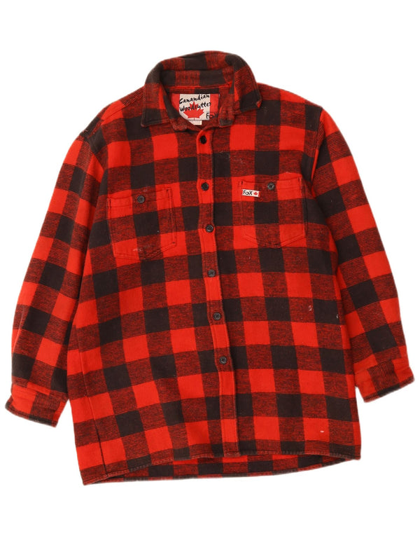 CANADIAN Mens Lumberjack Flannel Shirt Large Red Check Cotton
