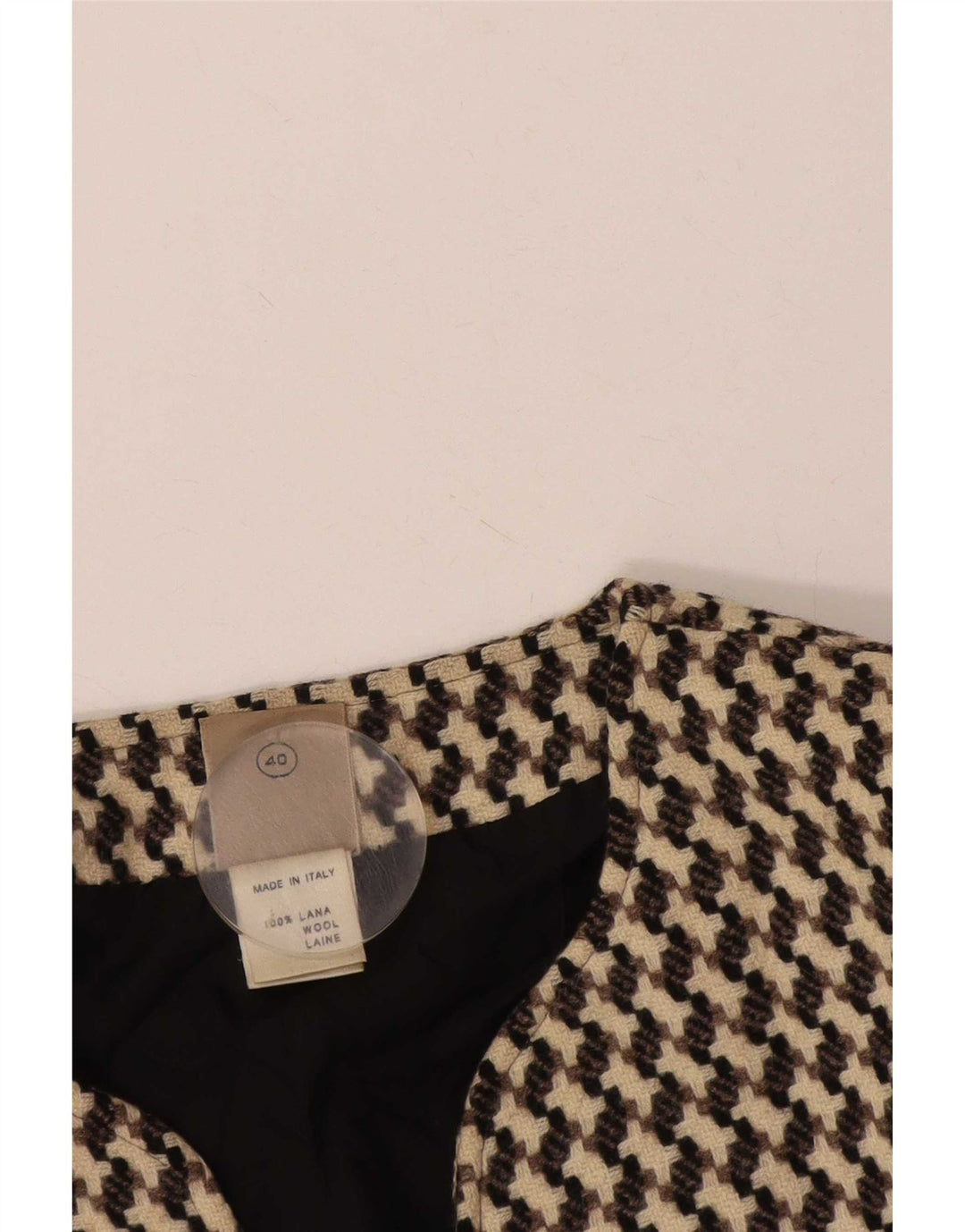 Poi By Krizia Womens Crop Blazer Jacket IT 40 Small Beige Houndstooth