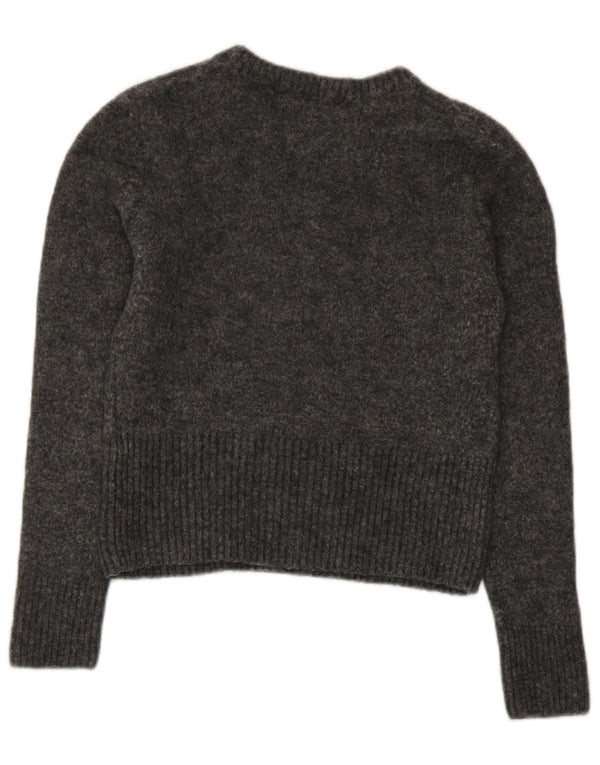 Zara Womens Crop Boat Neck Jumper Sweater UK 8 Small Grey Nylon