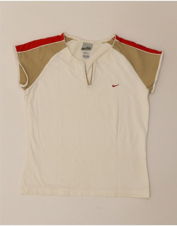 Nike Womens T-Shirt Top UK 16/18 XL Off White Colourblock