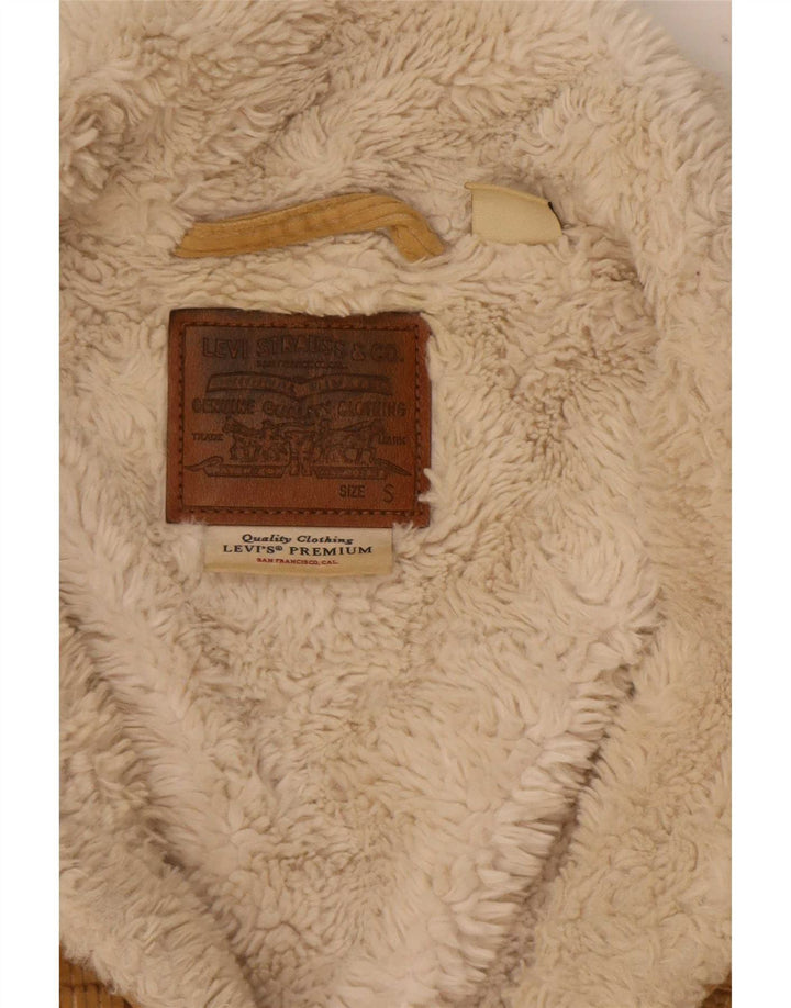 Levi's Womens Oversized Crop Sherpa Corduroy Jacket UK 10 Small Beige