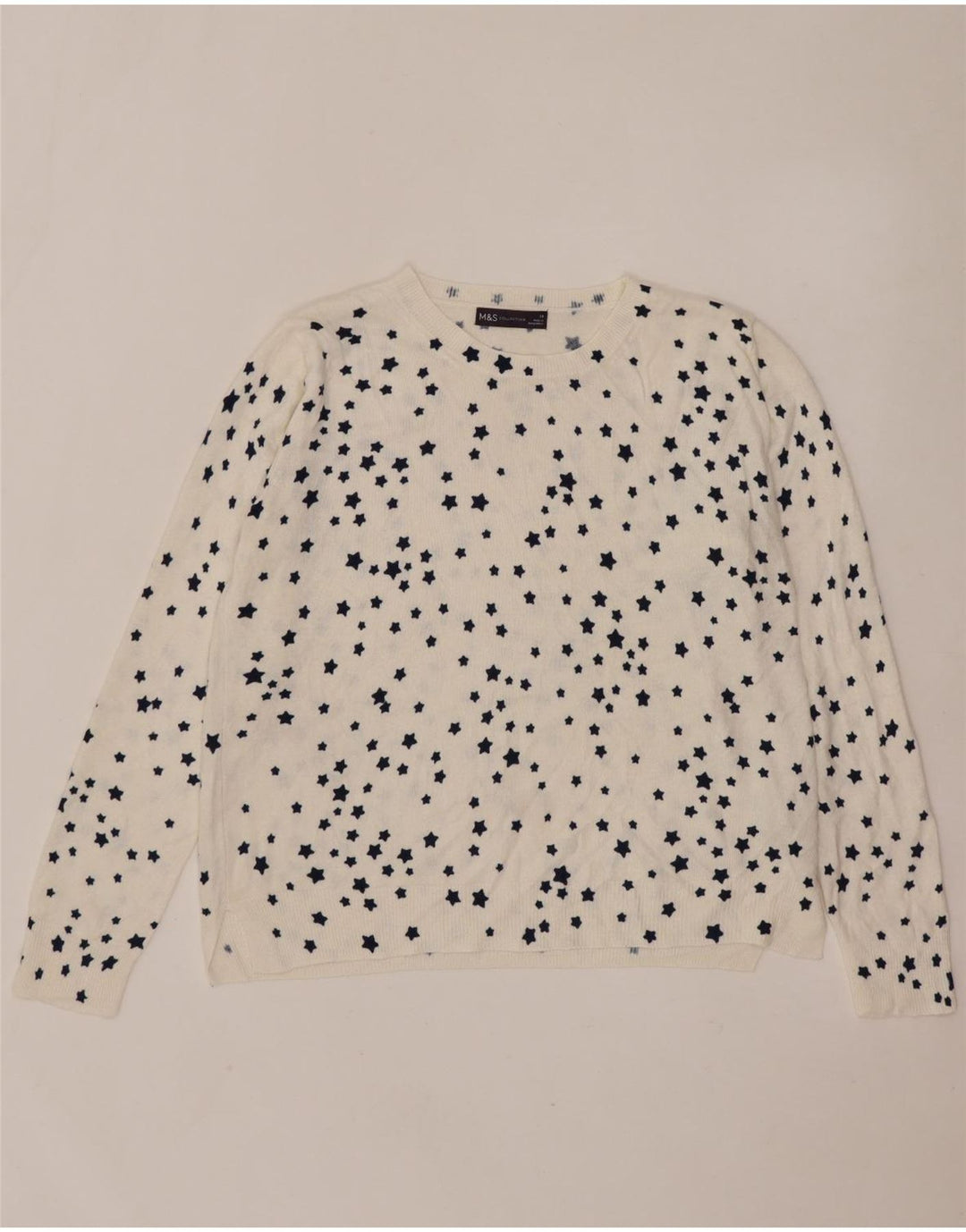 Marks & Spencer Womens Boat Neck Jumper Sweater UK 14 Large White