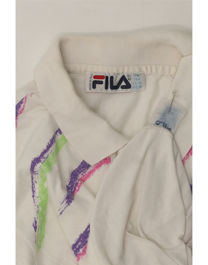 Fila Boys Polo Shirt 13-14 Years White Colourblock Polyester