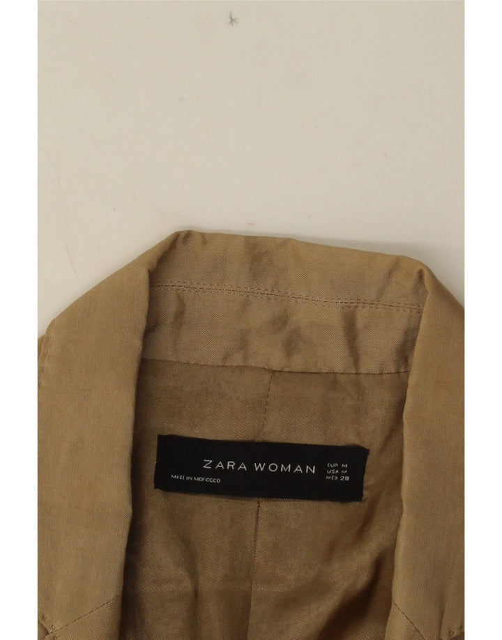 Zara Womens 1 Button Blazer Jacket UK 12 Medium Beige