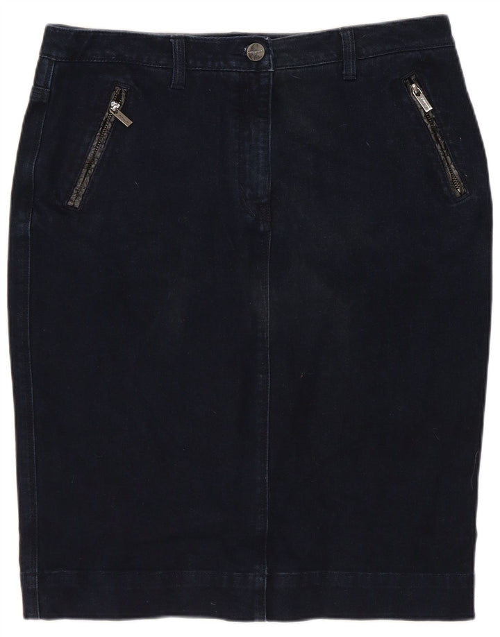 MARKS & SPENCER Womens Autograph Denim Skirt UK 12 Medium W30 Navy Blue