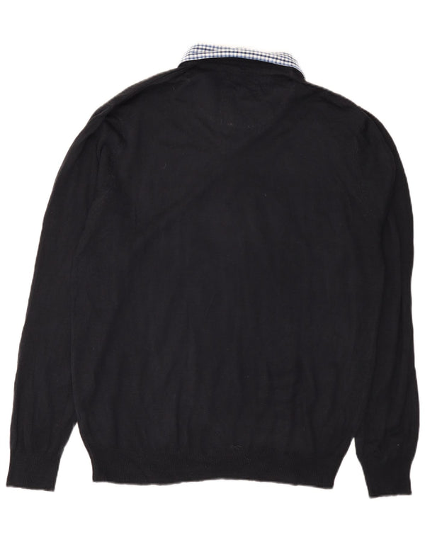 Pierre Cardin Mens Polo Neck Jumper Sweater XL Navy Blue Acrylic