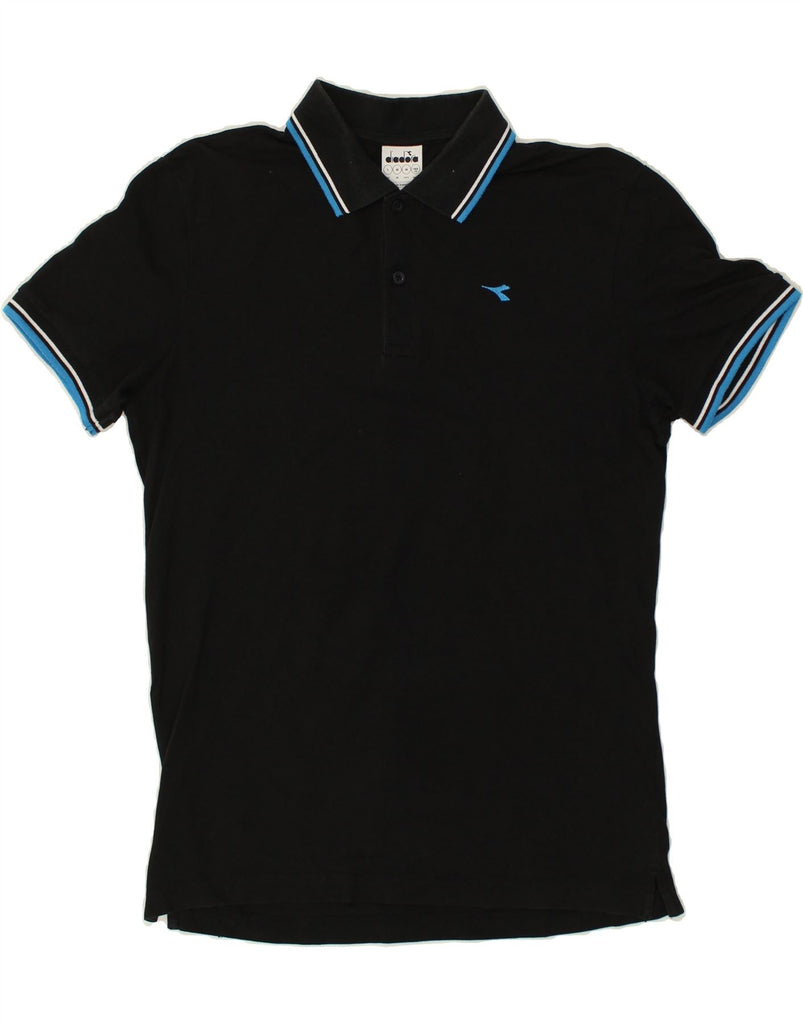 DIADORA Mens Polo Shirt Medium Black Cotton | Vintage Diadora | Thrift | Second-Hand Diadora | Used Clothing | Messina Hembry 