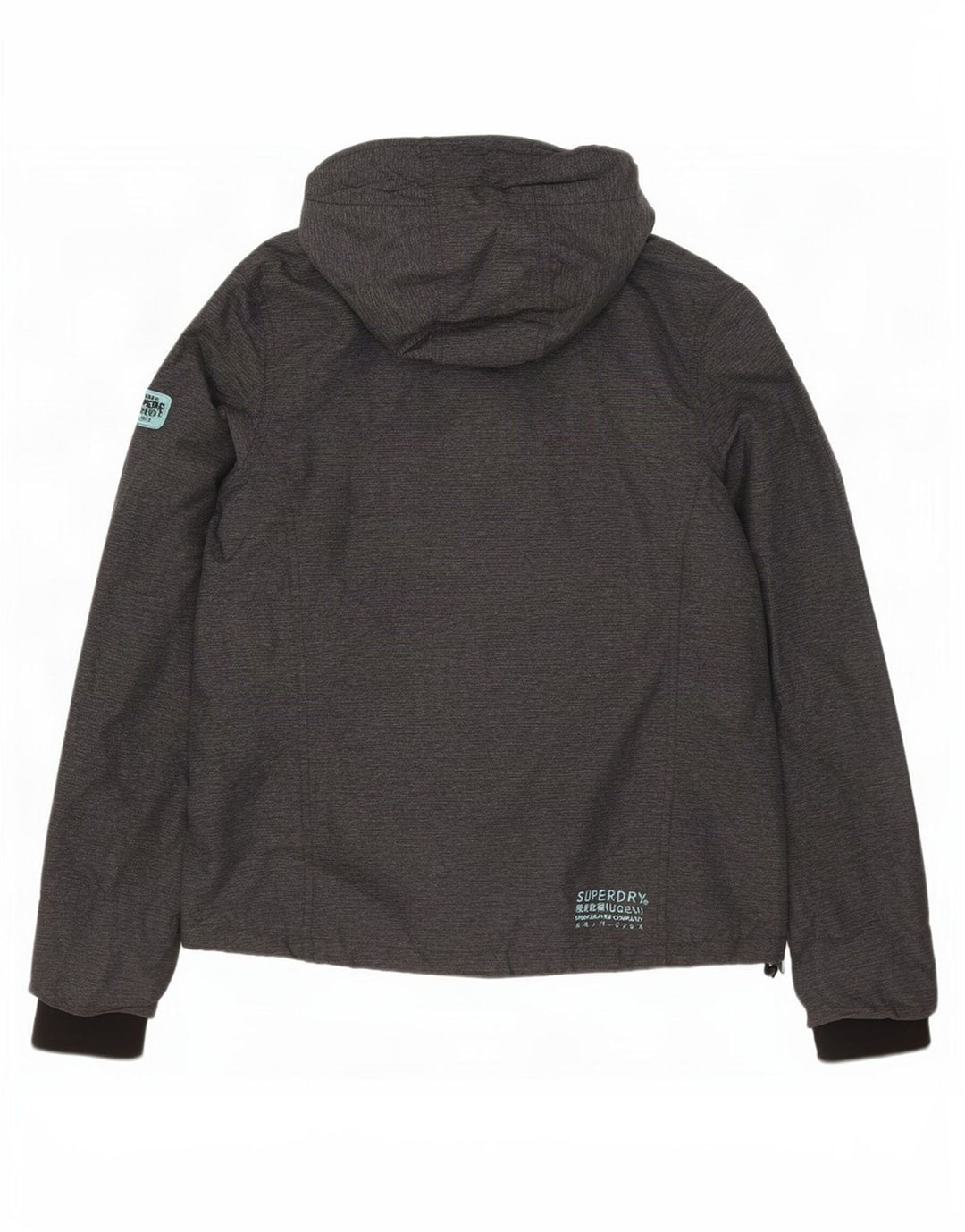 Superdry Womens Hooded Rain Jacket UK 16 Large Grey Nylon