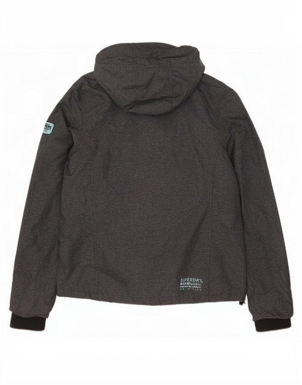 Superdry Womens Hooded Rain Jacket UK 16 Large Grey Nylon
