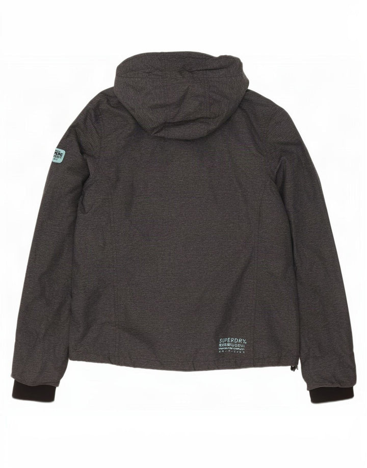 Superdry Womens Hooded Rain Jacket UK 16 Large Grey Nylon