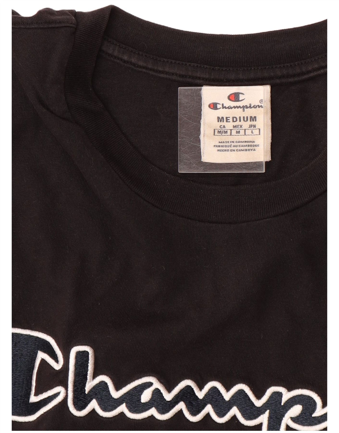 Champion Mens Graphic T-Shirt Top Medium Black