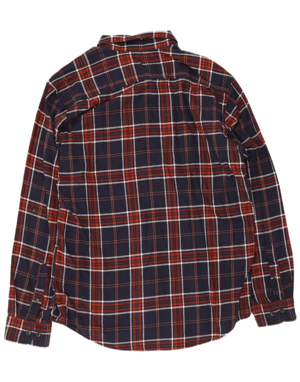 Jack & Jones Mens Flannel Shirt XL Navy Blue Check Cotton