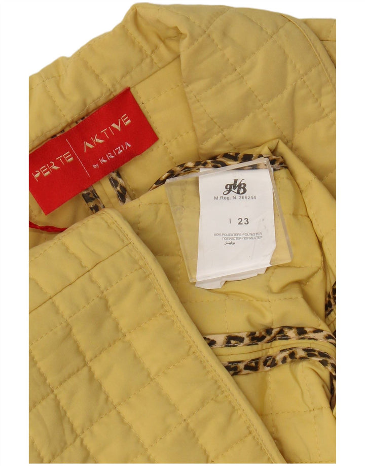 Perte by Krizia Womens 3 Button Quilted Blazer Jacket Size 23 Medium Yellow