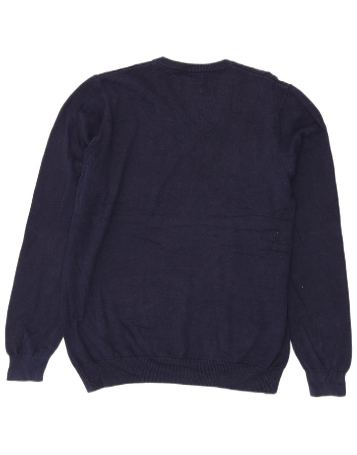Marks & Spencer Mens V-Neck Jumper Sweater Large Navy Blue Cotton