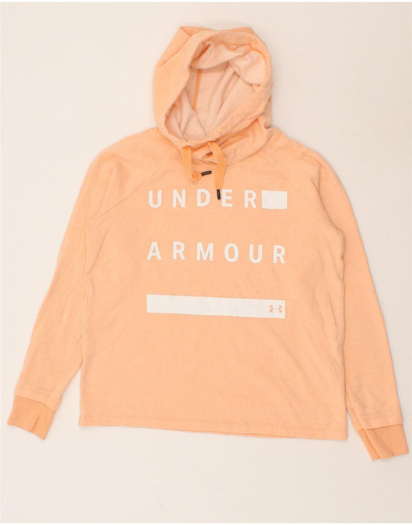 UNDER ARMOUR Womens Graphic Hoodie Jumper UK 10 Small Orange Cotton | Vintage Under Armour | Thrift | Second-Hand Under Armour | Used Clothing | Messina Hembry 