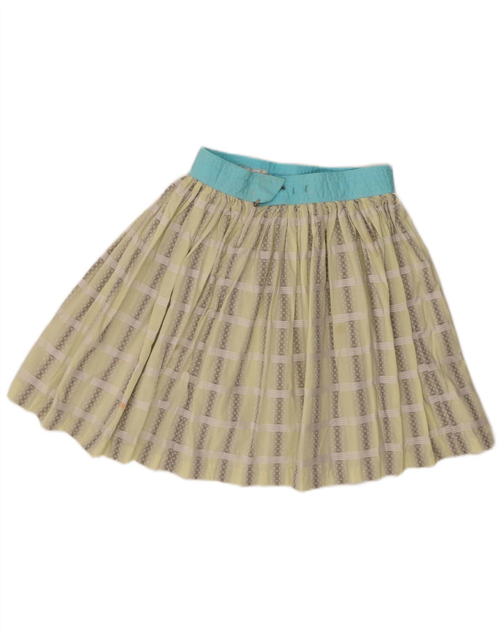 Vintage Womens Pleated Skirt W26 Small Green Check