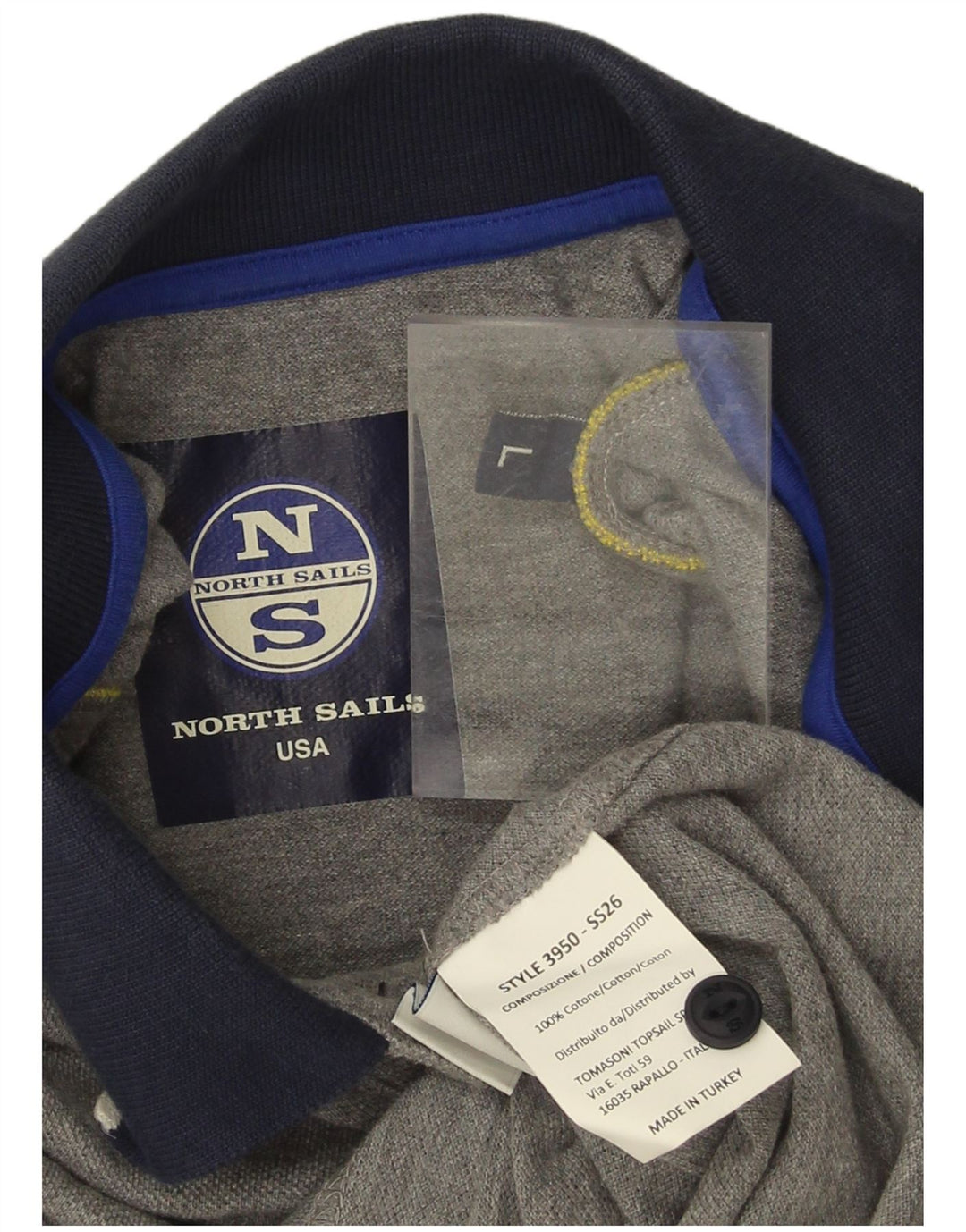 North Sails Mens Graphic Polo Shirt Large Grey Cotton