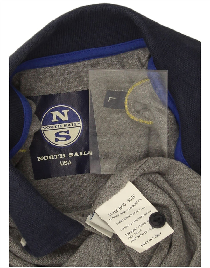 North Sails Mens Graphic Polo Shirt Large Grey Cotton
