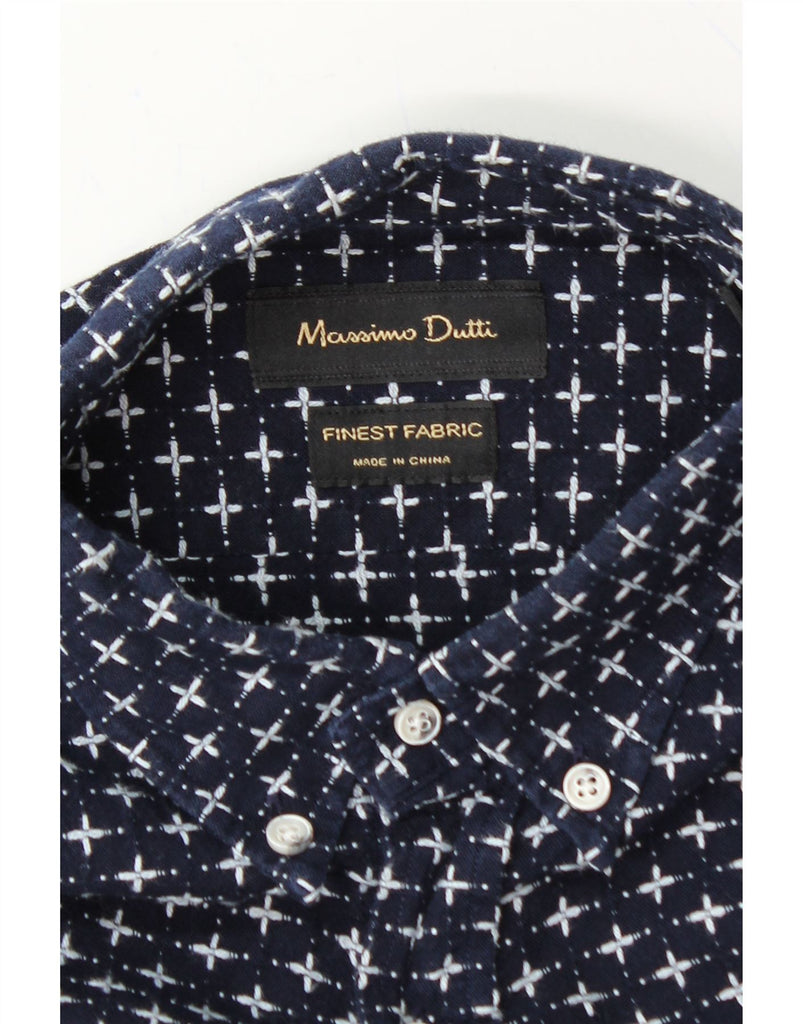 MASSIMO DUTTI Mens Abstract Pattern Shirt Medium Navy Blue Vintage Massimo Dutti and Second-Hand Massimo Dutti from Messina Hembry 