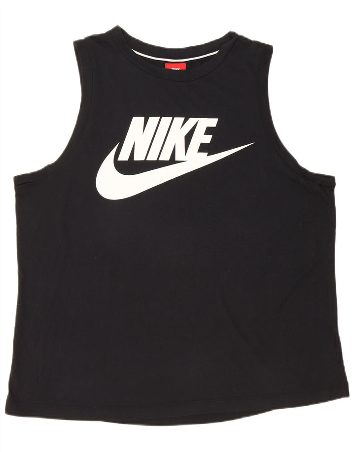 NIKE Womens Graphic Vest Top UK 16 Large Black