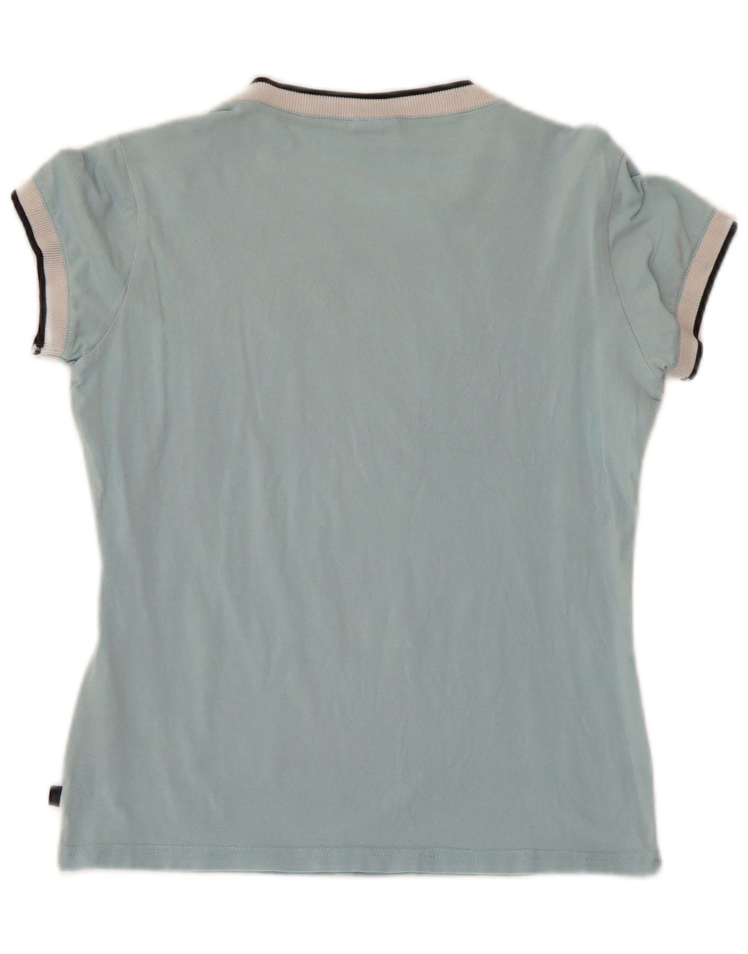 ASICS Womens Graphic T-Shirt Top UK 12 Medium Blue Cotton