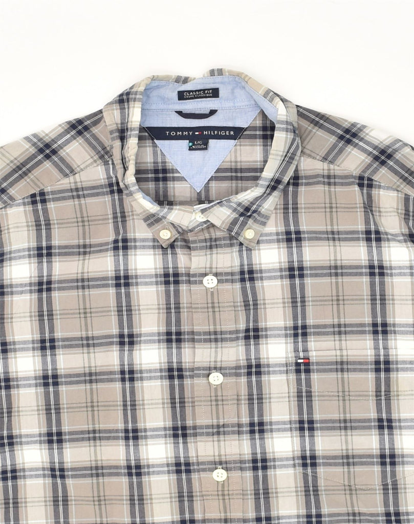 TOMMY HILFIGER Mens Classic Fit Shirt Large Grey Check Cotton | Vintage Tommy Hilfiger | Thrift | Second-Hand Tommy Hilfiger | Used Clothing | Messina Hembry 