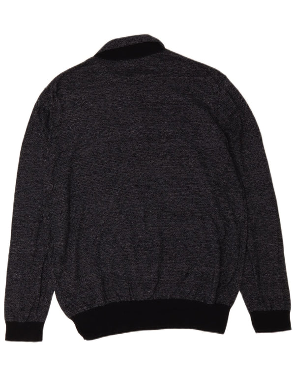 Hugo Boss Mens Polo Neck Jumper Sweater 2XL Black Pinstripe Cotton