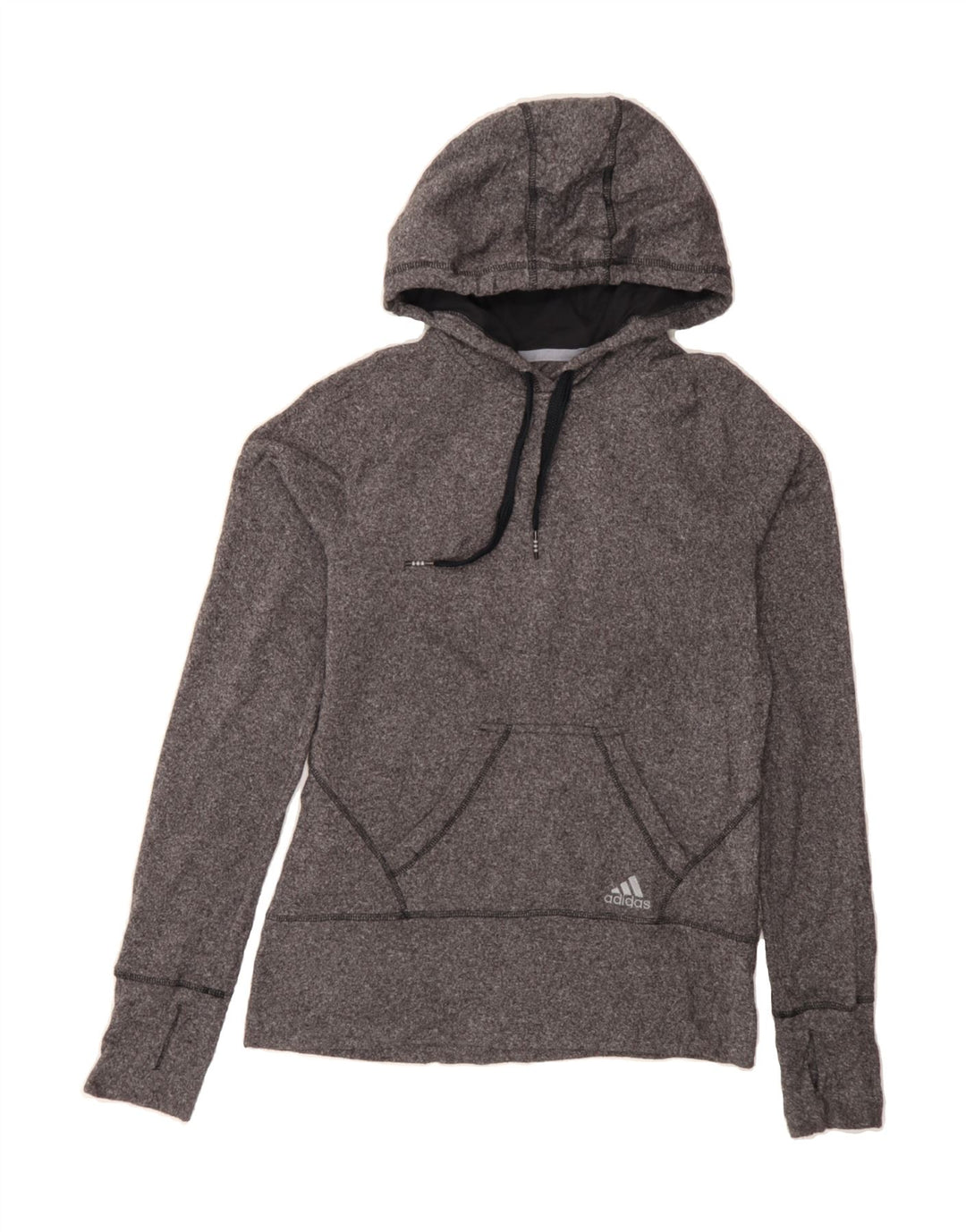 ADIDAS Womens Hoodie Jumper UK 8/10 Small Grey Polyester Vintage Adidas and Second-Hand Adidas from Messina Hembry 