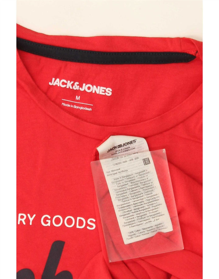 Jack & Jones Mens Graphic T-Shirt Top Medium Red Cotton