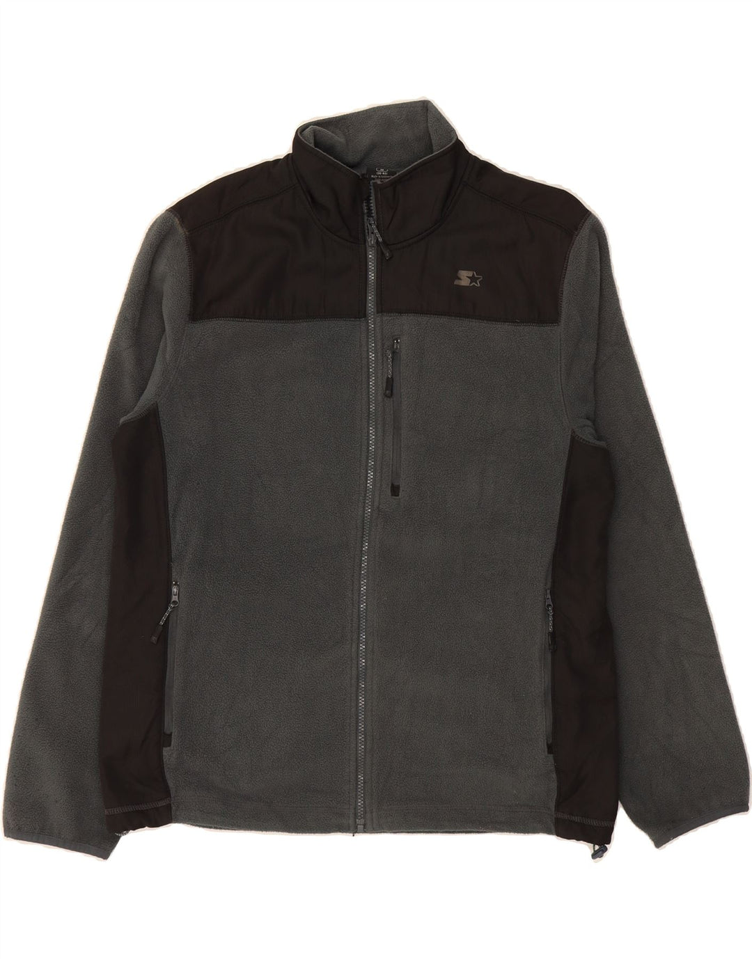 STARTER Mens Fleece Jacket UK 38/40 Medium Grey Colourblock Polyester Vintage Starter and Second-Hand Starter from Messina Hembry 