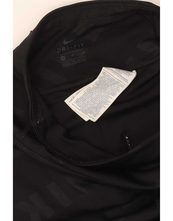 Nike Womens Graphic Crop Leggings UK 12 Medium Black Polyester